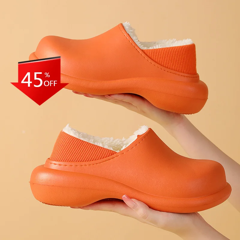 

Waterproof Cotton Slippers, Women Heightening Package with Autumn and Winter Home Furnishing Indoor Plush Warm Slippers
