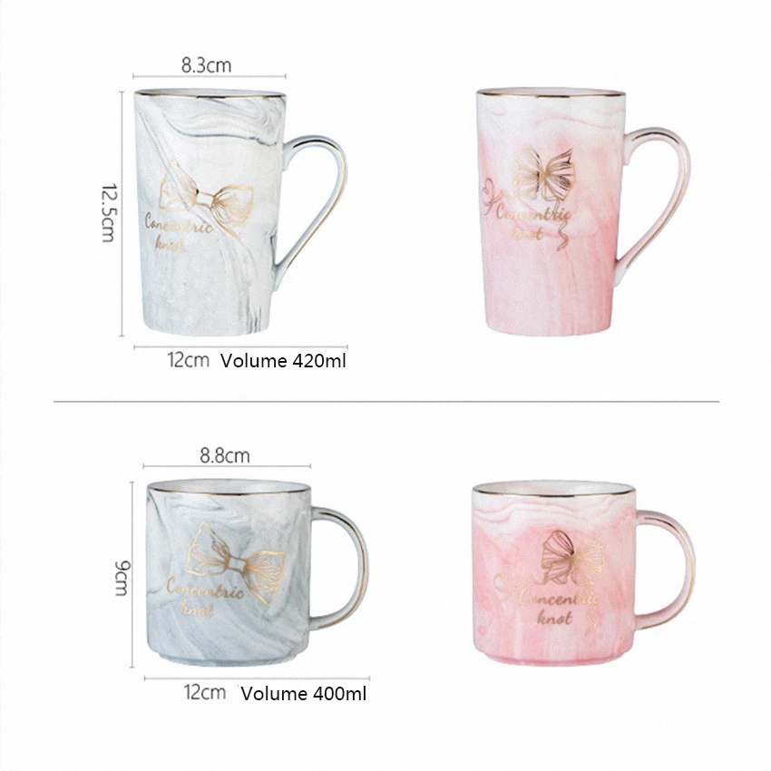 Marble Ceramic Mug Handpainted Gold Monogram Natural Marble Porcelain Coffee Mug Pink Gold Inlay Cup Creative Wedding Gift