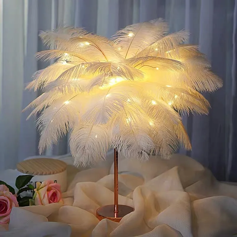 

20-25cm Colorful Ostrich Feather Birthday Party Decoration Cake Feather Lamp Ornament Headdress Accessories Feather