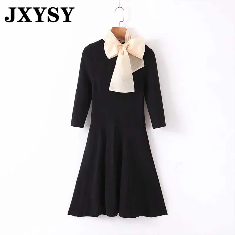 JXYSY 2019 платье для женщин на осень зиму галстук бабочка воротник новый элегантный