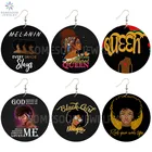 Образованные натуральные королевские афро деревянные серьги SOMESOOR, уважаемые меланиновые женские Деревянные ювелирные изделия с принтом, черные волшебные подарки для девочек