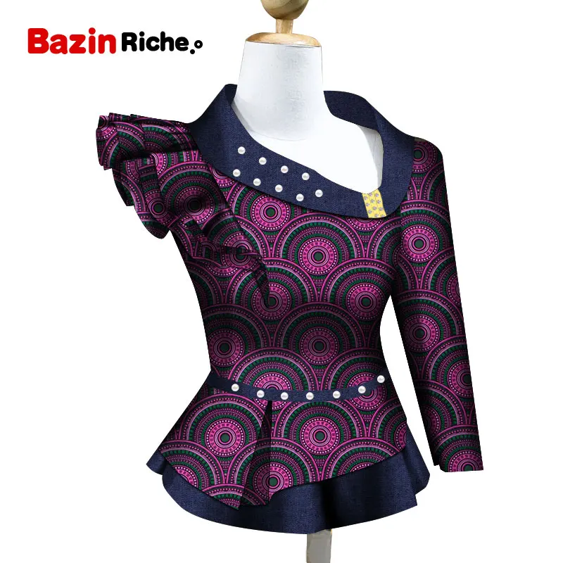 

African Clothes for Women Ankara One Shoulder Plus Size Print Infinity Top Dashiki Shirt WY5158