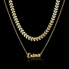 Двухслойное ожерелье с именем под заказ для женщин и мужчин, эксклюзивное ожерелье под шею под заказ в богемном стиле со старыми английскими буквами