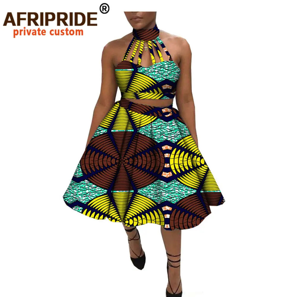 Летний комплект из 2 предметов с юбкой для женщин топ без рукавов AFRIPRIDE чокером и