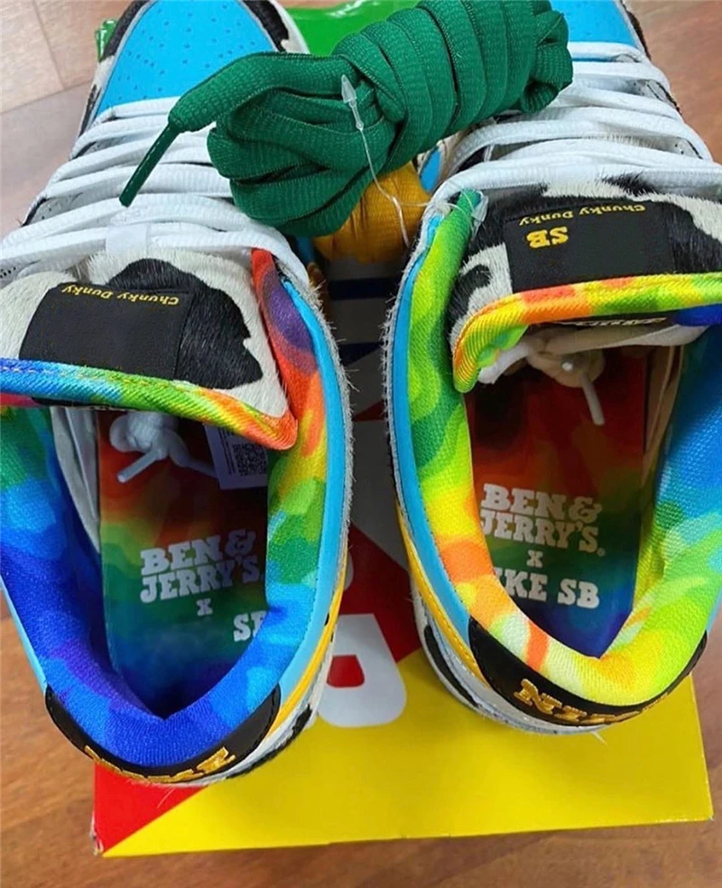 

2020 New Authentic Ben Jerrys x SB Dunks Low Chunky Dunky White Lagoon Pulse Black Universit Running Shoes