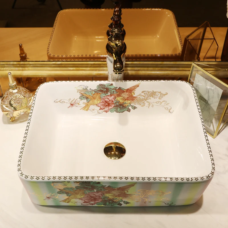 Нордическая Современная Ретро узоры Бытовая Керамическая раковина для