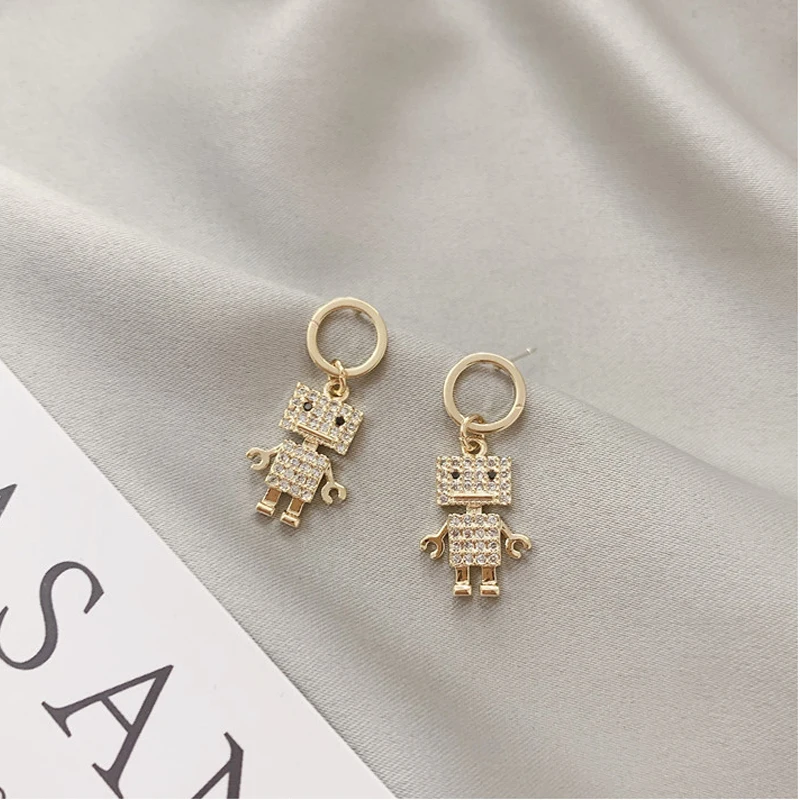 Персональные маленькие сережки роботы женские Мультяшные 2020 новые модные серьги