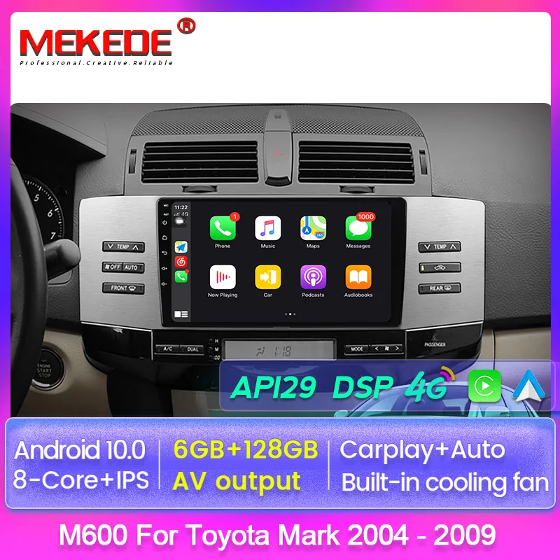 

Android 10,0 9 дюймов для Toyota Mark 2004 - 2009 Автомобильный мультимедийный плеер Радио 8 ядер 6G + 128G Gps Carplay Авто 4G LTE DSP RDS