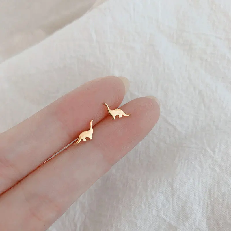 

2020 New Style Small Dinosaur Ear Studs Female Simple Small Student Personality Cute New Fashion Instagram Fashion Earrings