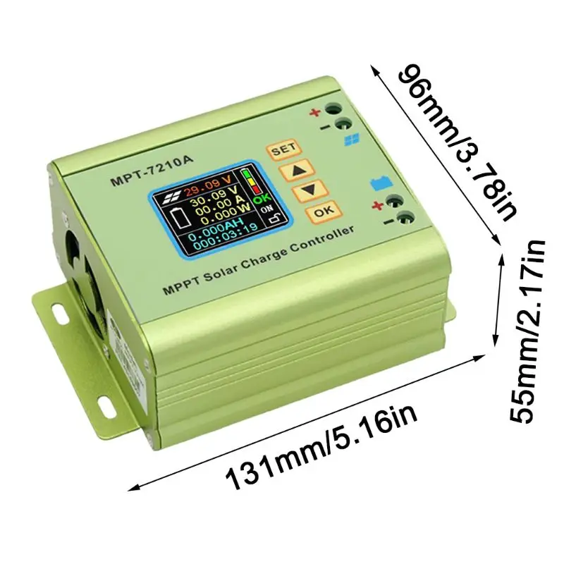

MPT-7210A LCD MPPT Solar Panel Charge Controller Aluminum Alloy for LiPo Battery Output 600W 24V 36V 48V 60V 72V
