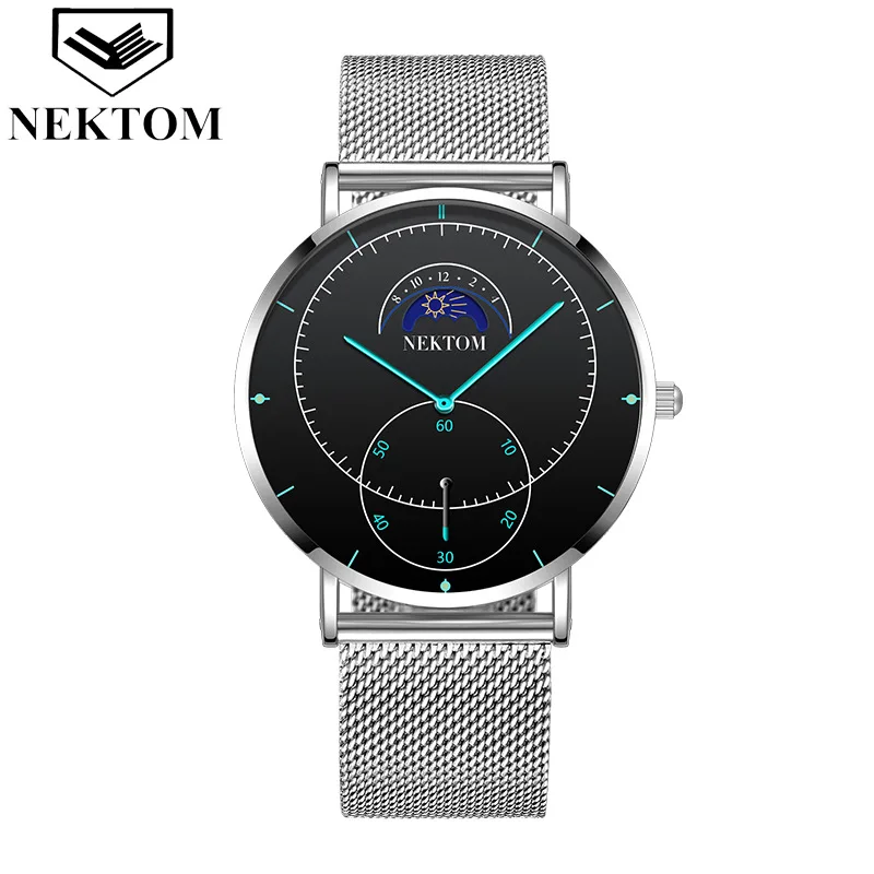 Мужские кварцевые часы роскошные спортивные наручные водонепроницаемые черные