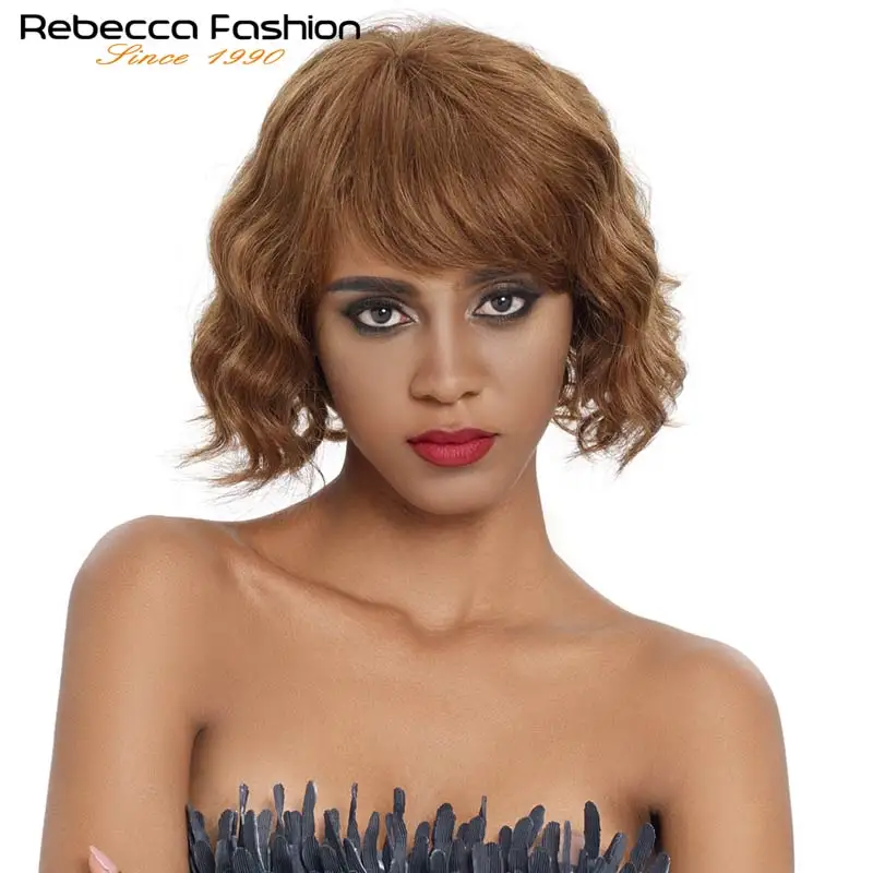 Волосы Ребекка смешанные цвета тело Боб короткий срез прямые волосы парик