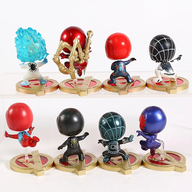 

Marvel Cosbaby Spiderman Iron Spider Mini PVC Collection Action Figure Toys Movable Gifts for Kids 8pcs/set