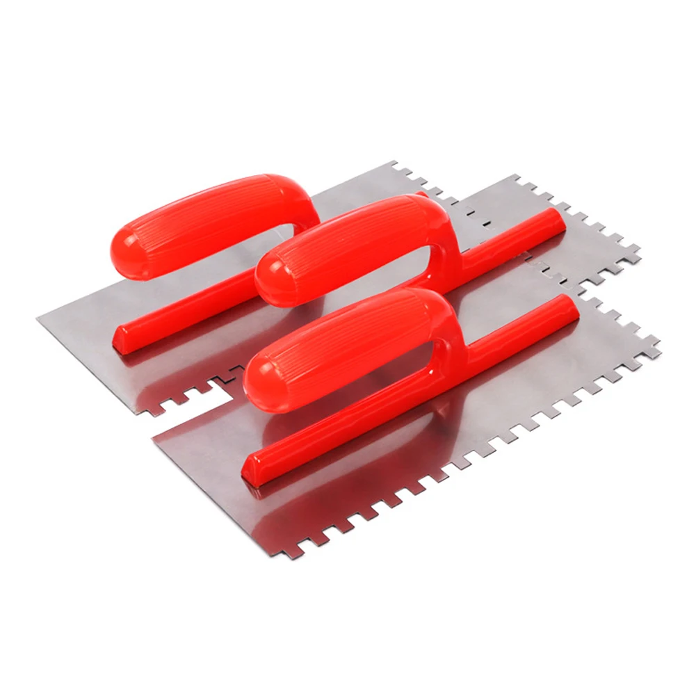 Plastering Scraper Tool 8mm Square Tooth Stainless Steel Soft Grip Adhesive Smoothing Plastering Trowel For Plasterer Tool