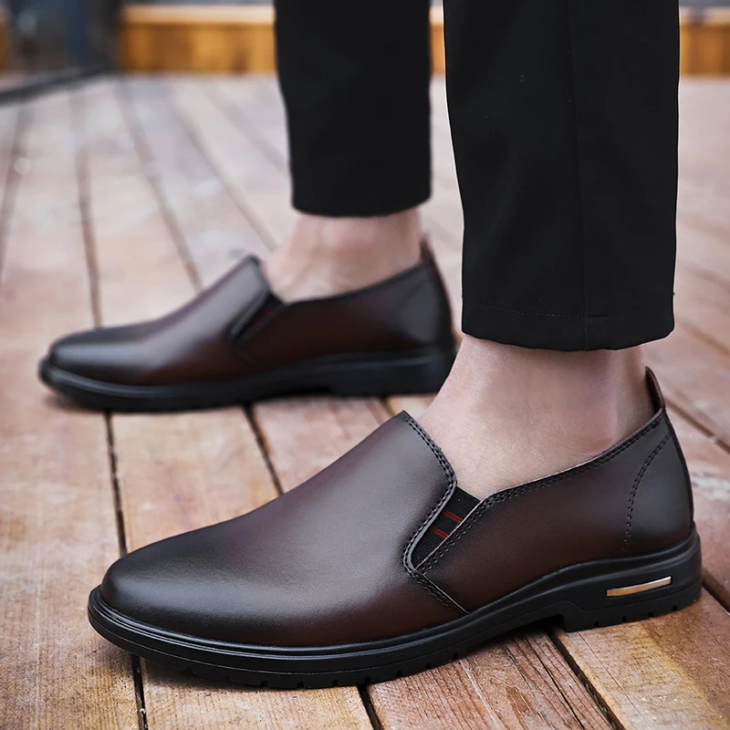 Туфли мужские прогулочные из натуральной кожи лоферы для вождения деловая