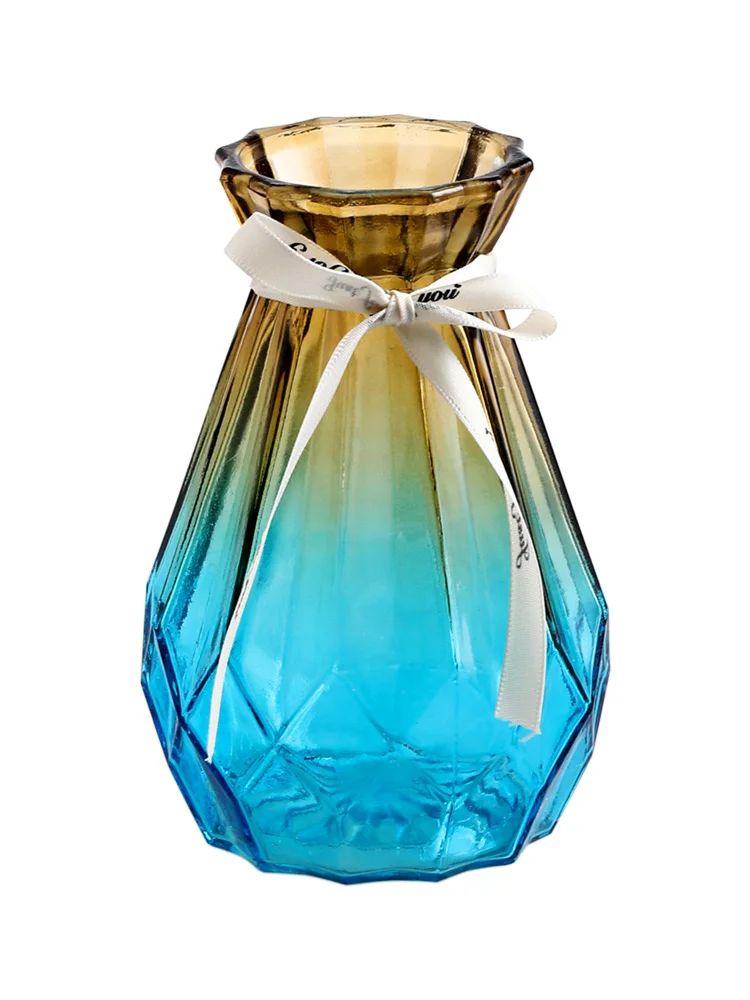 Цветная прозрачная стеклянная ваза для сухоцветов водная культура бутылка