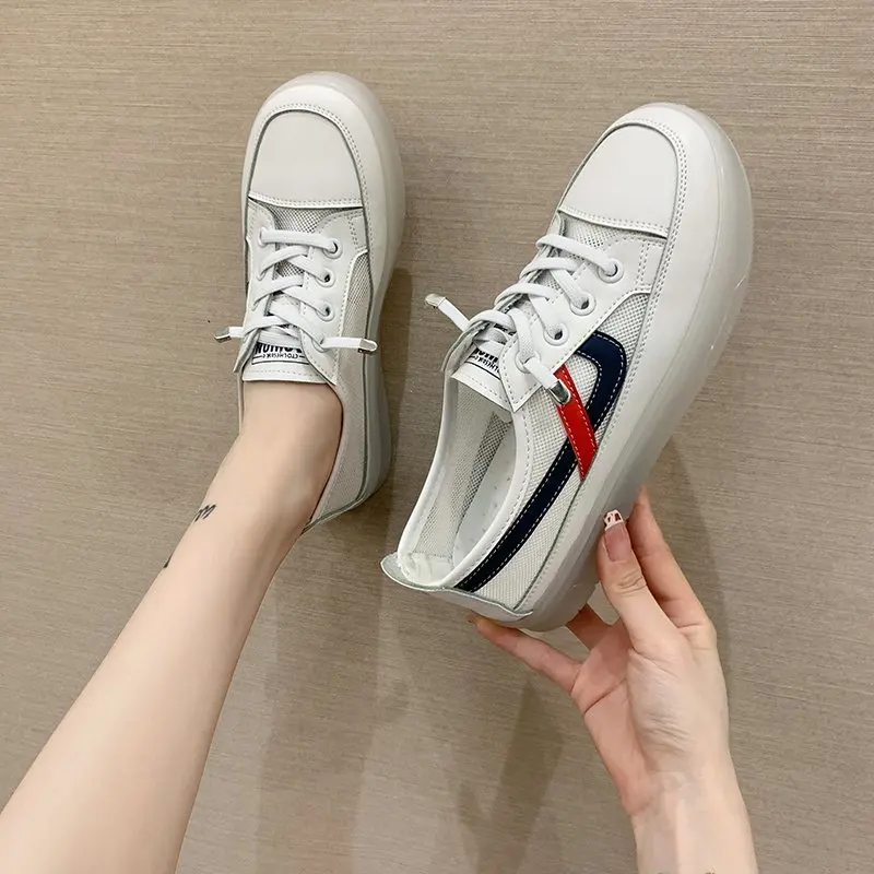 

2021 summer new lace up flat bottom mesh breathable student casual shoes
