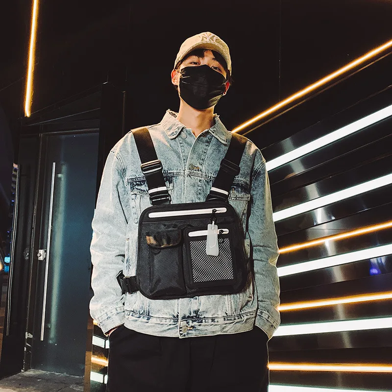 

Trendy Style Hip Hop Tactical Vest Chest Bag Kanye Men Messenger Shoulder Bag Casual Streetwear Uniex Crossbody Bag Package