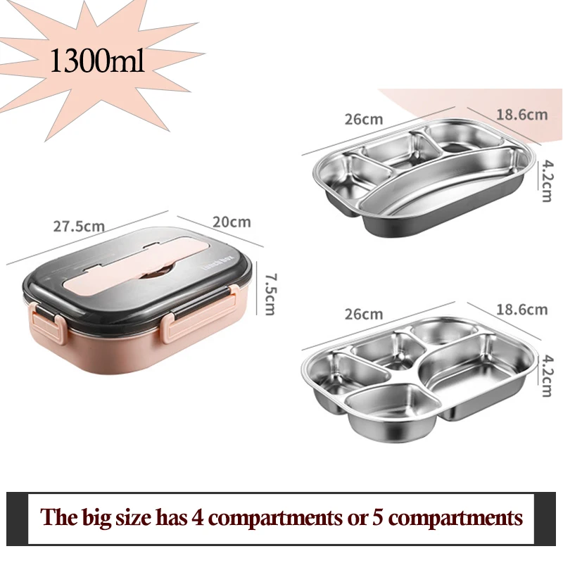 Ланч бокс для детей и взрослых из нержавеющей стали 304 герметичная коробка Bento