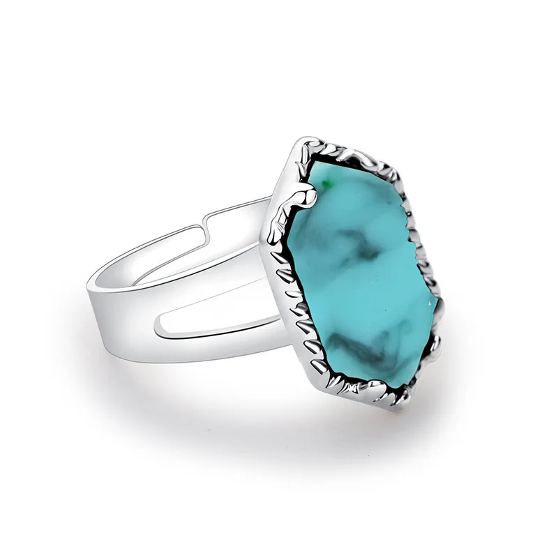 

Retro geometric color pop crystal cluster ring inlaid diamond ring