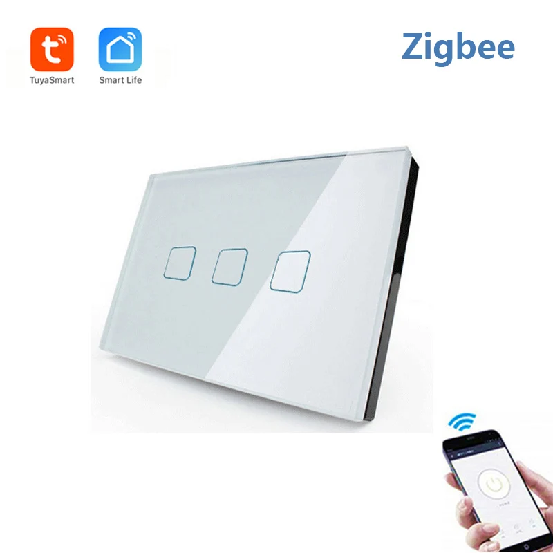 Умный выключатель Tuya(Smart Life) Zigbee дистанционное управление сенсорный совместим с
