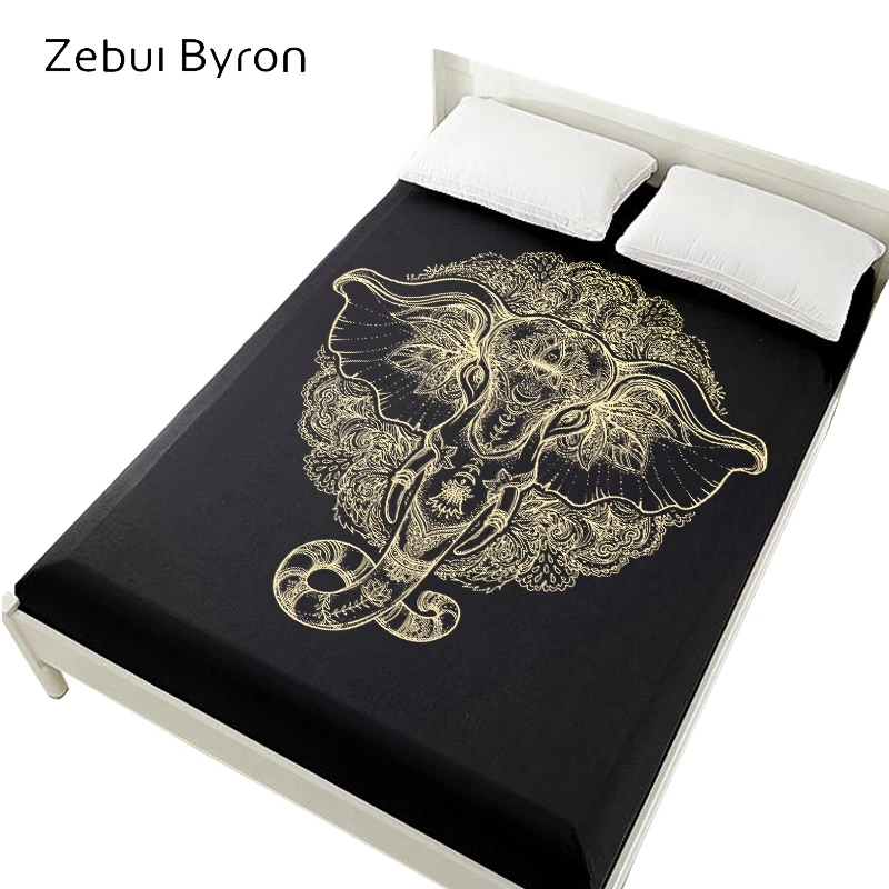 3D постельное белье на резинке натяжная простыня 160х200 чехол для матраса золотого