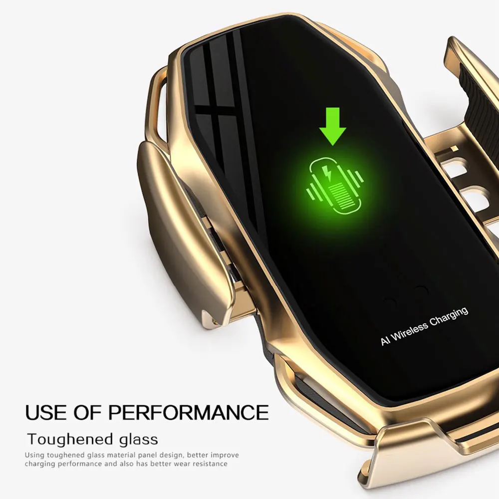 Wireless Car Charger Mount Auto Clamping 10W Fast Charging For iPhone 11 XR X 8 Infrared Induction Sensor Car Phone Holder Stand