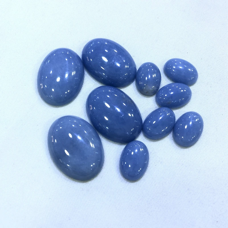 

Wholesale 2pcs/pack Natural Blue Angelite Gemstone Bead Oval Cabochon 10x14mm 18x25mm Oval Gemstone Jewelry Ring Face