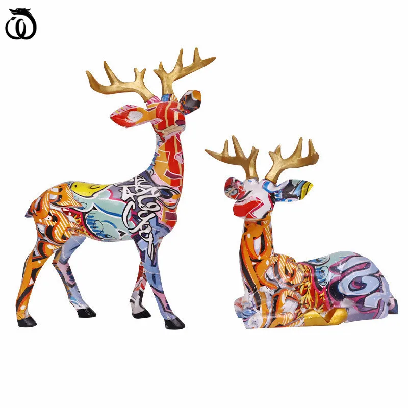 Абстрактная живопись пары олень художественная скульптура домашний декор