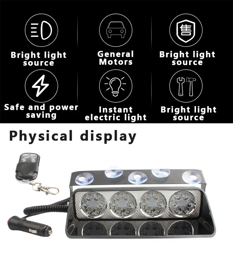 

Car super bright front glass warning light suction cup strobe light lightning strobe light LED open road barrier light