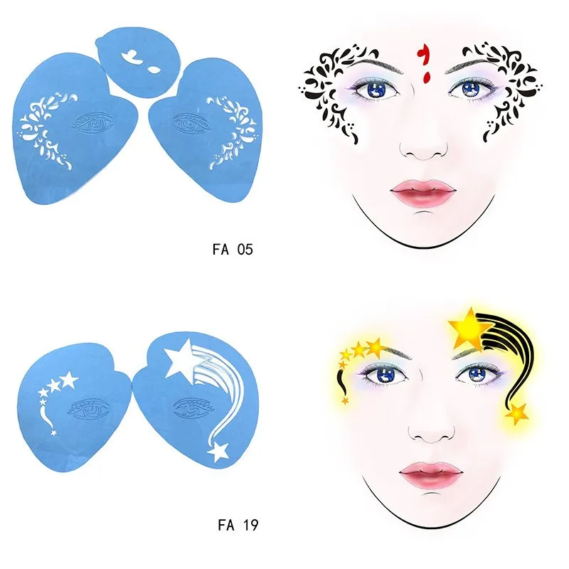 

Reusable Soft Face Painting Stencils Paint Stencil Template Eye Makeup Model Party Christmas Stencils For Painting Children