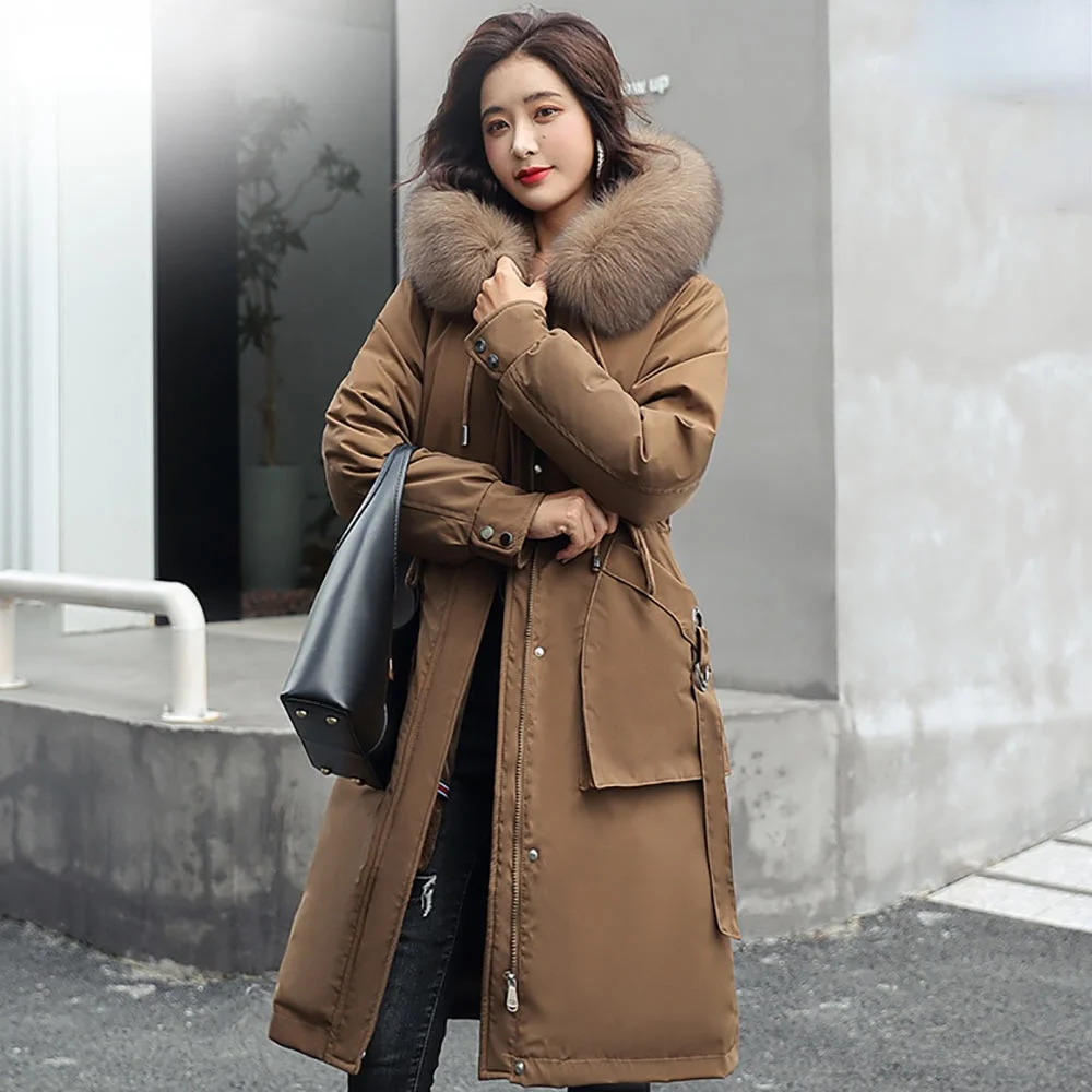 

Long parka winter young and middle-aged long-sleeved hooded cardigan coat