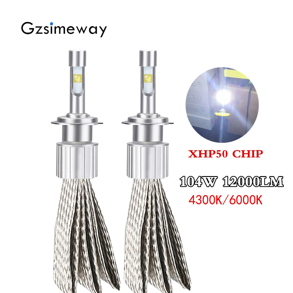 2 шт. H7 H4 светодиодный лампы для автомобилей с H1 H11 9005 HB3 D2H 6000K 4300K XHP50 110W 20000LM HB4 H27 H3 H8 Автомобильная Противо-Туманная светильник заменить лампы Headligh