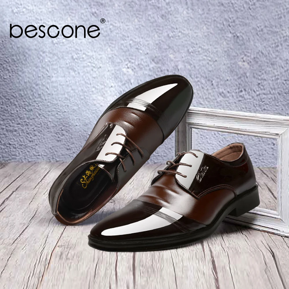 BESCONE/деловая Мужская обувь в строгом стиле однотонные туфли дерби с перекрестной