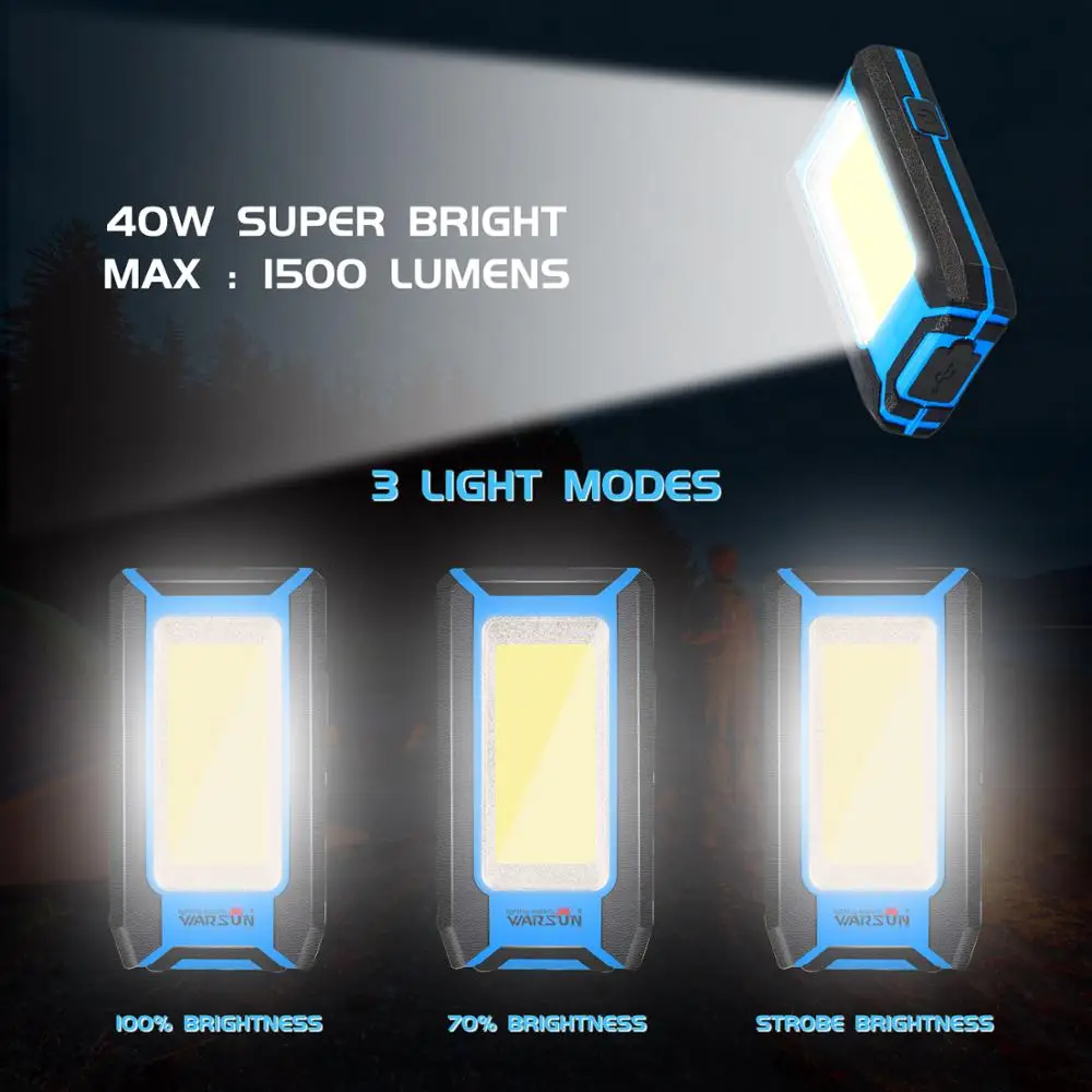 warsun y39 emergency car repairing 10w led worklight rechargeable with magnetic base and phone charging power bank free global shipping