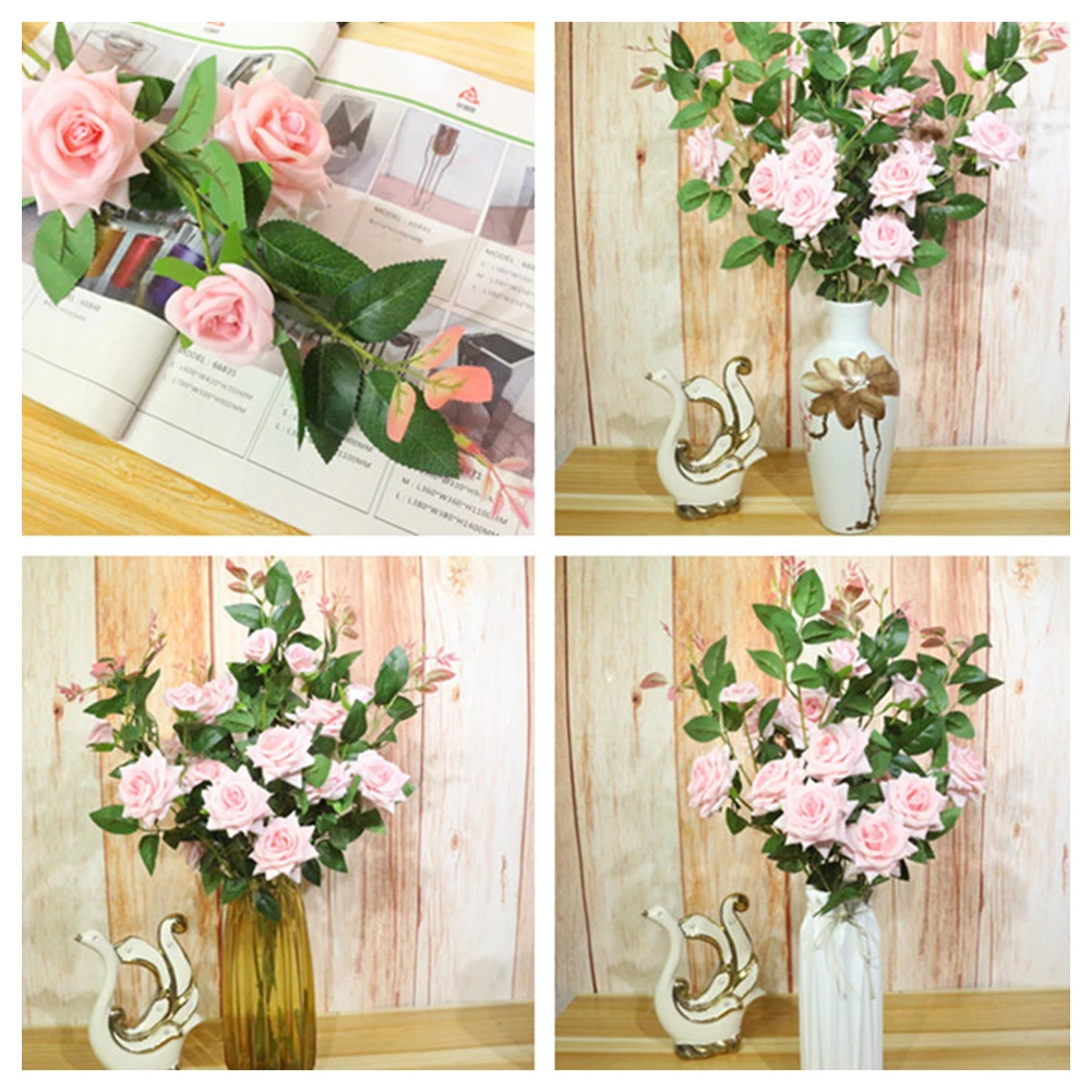 Красивый и стильный внешний вид поддельные цветы Flone Искусственные 3 головки розы