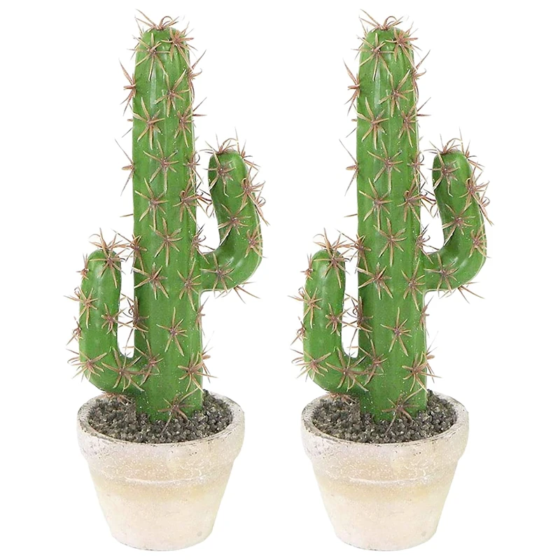 

2Pcs Artificial Plastic Cactus Succulents Prickly Pear Potted Plant Simulation Home Office Desktop Decoration