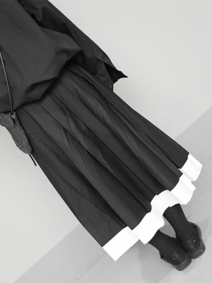 Маленькая черная и белая юбка в стиле пэчворк весна 2020 длинная трапециевидной