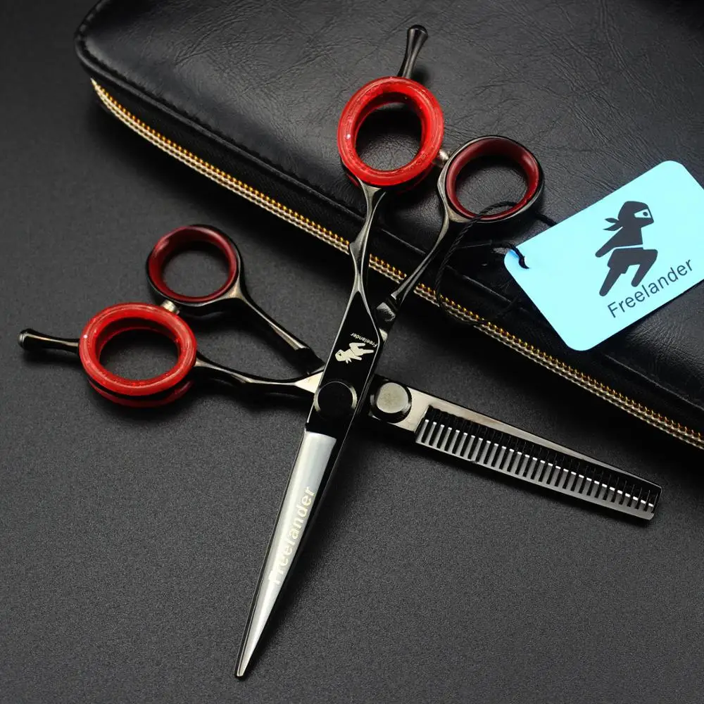 

6 Inch Professional Hairdressing Scissors 440c Black haircut Hair Stylist Flat Scissors And Cutting Thinning Styling Tool Hair