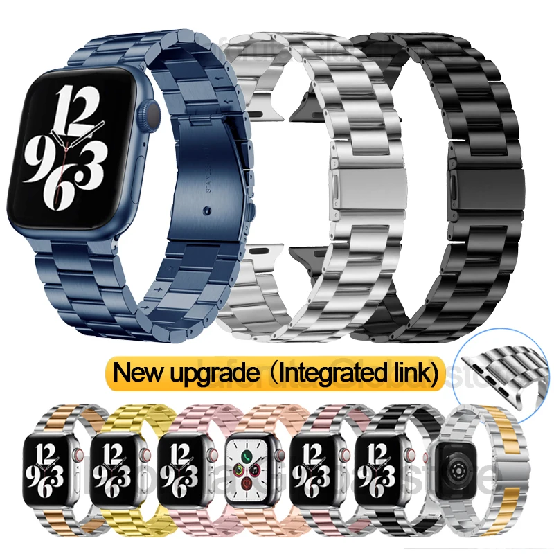 Ремешок из нержавеющей стали для Apple Watch band 44 мм 40 42 38 металлический звеньевой