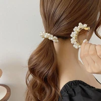 korea new metal spring hair clip hair pins temperament pearl snap clip hair accessories ponytail tools for women girls