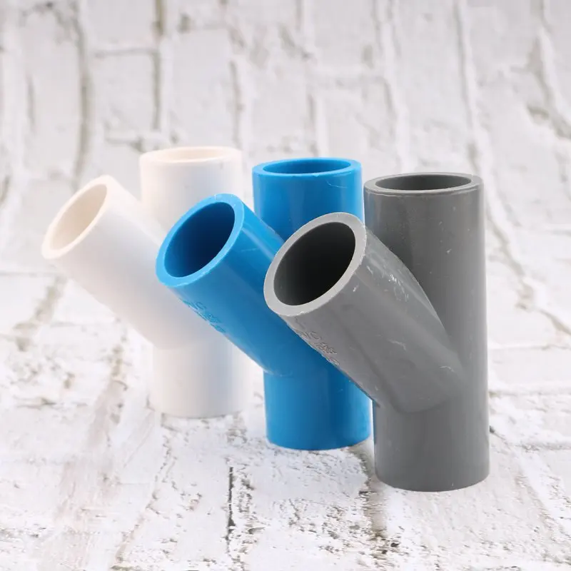 1pc PVC 45 degree Tee joint Water Supply Pipe Fittings 20/25/32/40mm White Blue Gray Plumbing | Дом и сад