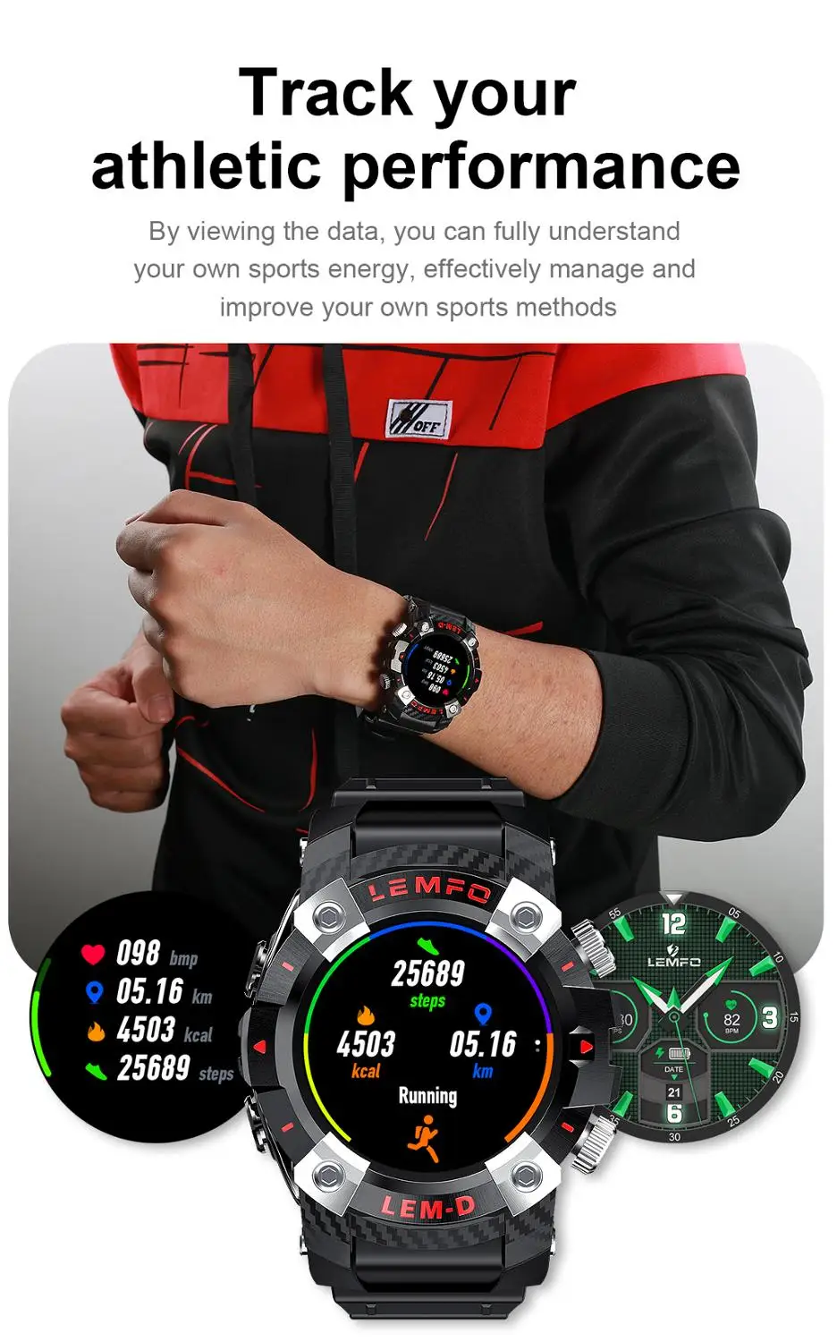 

LEMD Smart Watch TWS Bluetooth 5.0 Earphone 2 In 1 HD 360*360 Display Sport Smartwatch Men Heart Rate Monitor Bracelet PK T89 M1