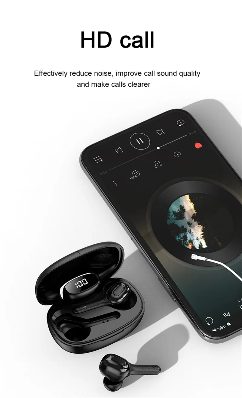 Bluetooth гарнитура, игровая гарнитура, беспроводные наушники, bluetooth наушники, наушники, fone de ouvido TWS Светодиодный дисплей питания