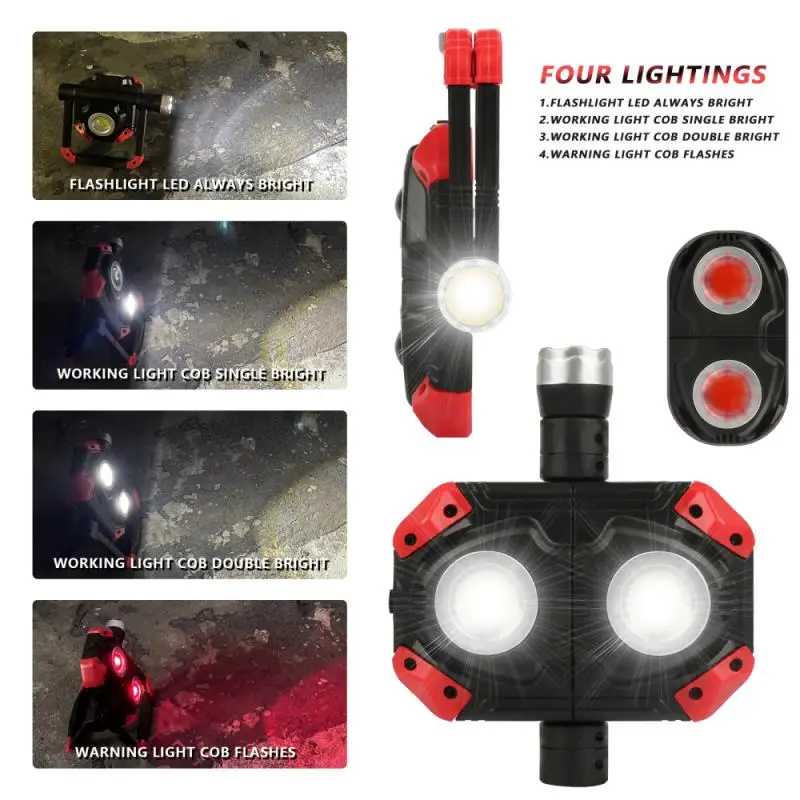 저렴한 휴대용 LED 작업 빛 2COB 2000LM USB 충전식 손전등 4000mAh 보조베터리 360 ° 회전 캠핑 랜턴 구매 휴대용 LED 작업 빛 2COB 2000LM USB 충전식 손전등 4000mAh 보조베터리 360 ° 회전 캠핑 랜턴