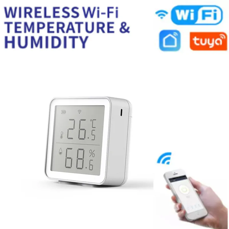 

Датчик температуры и влажности Aubess с Wi-Fi, комнатный гигрометр-термометр с ЖК-дисплеем и поддержкой Alexa и Google Assistant, 3 шт.