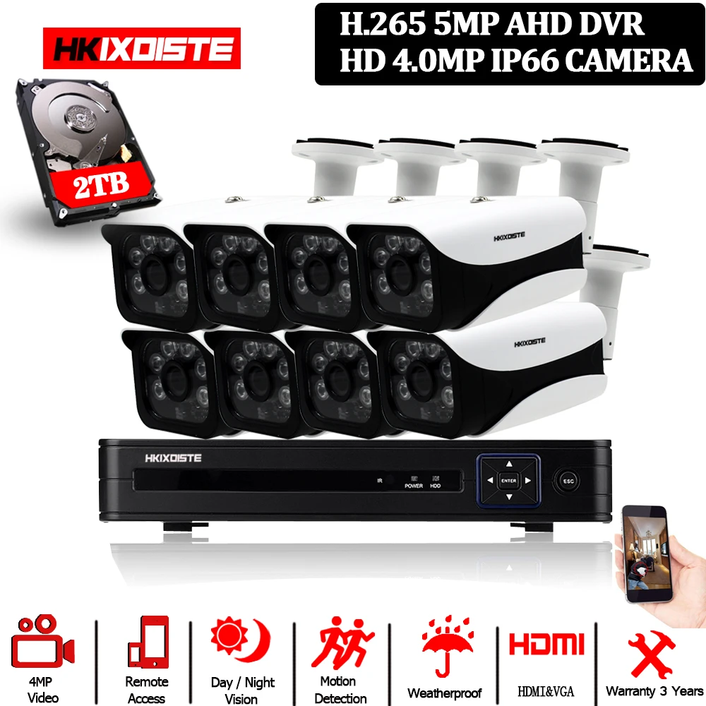 CCTV DVR 5MP 8CH AHD система 6 ИК светодиодный налобный фонарь 40 м ночное видение 3 мм Угол
