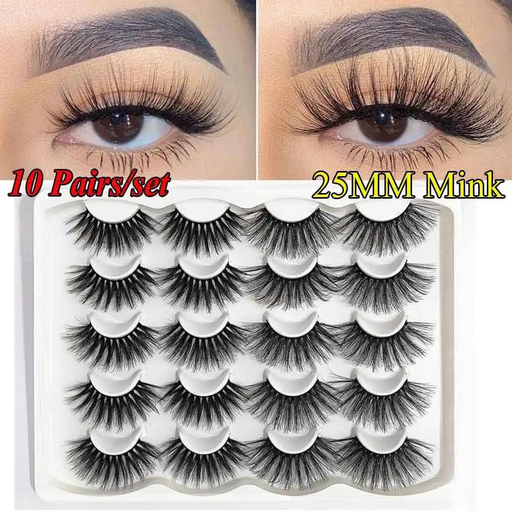 

20 Pairs 25MM 3D Mink False Eyelashes Long Dramatic Volume Wispies Fluffy Eyelashes Extension Handmade Cruelty-free