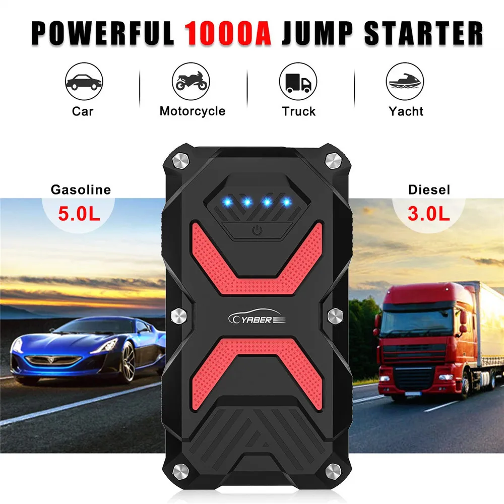 Yaber Jump Starter Peak 1000A Powerful 13800mAh Emergency Car starter Battery Power Bank Auto Booster | Автомобили и мотоциклы