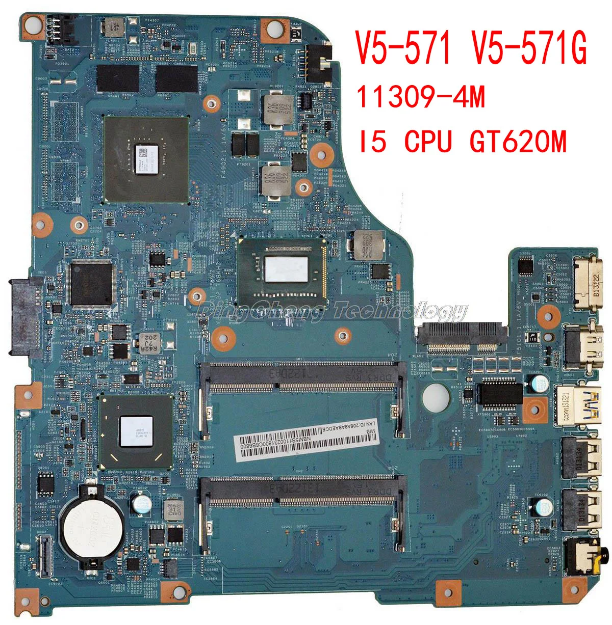 

Материнская плата для ноутбука Acer V5-571 11309-4M 48,4tu05.04m NBM1N11004, системная плата I5 CPU GT620M 100% протестирована